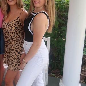 Superdown high neck black and white backless bodysuit